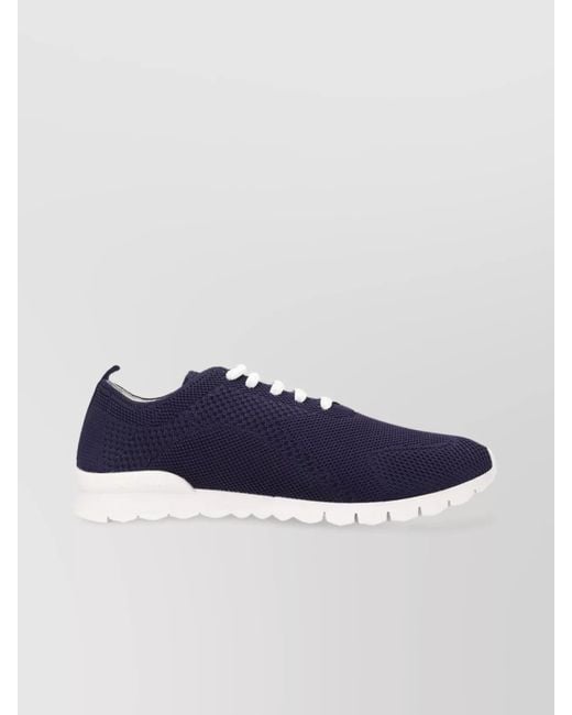 Kiton Men's Blue 'Mesh Low-Top Sneakers Pull Tab Heel'