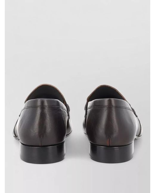 Dries Van Noten Gray Leather Penny Strap Loafer Round Toe