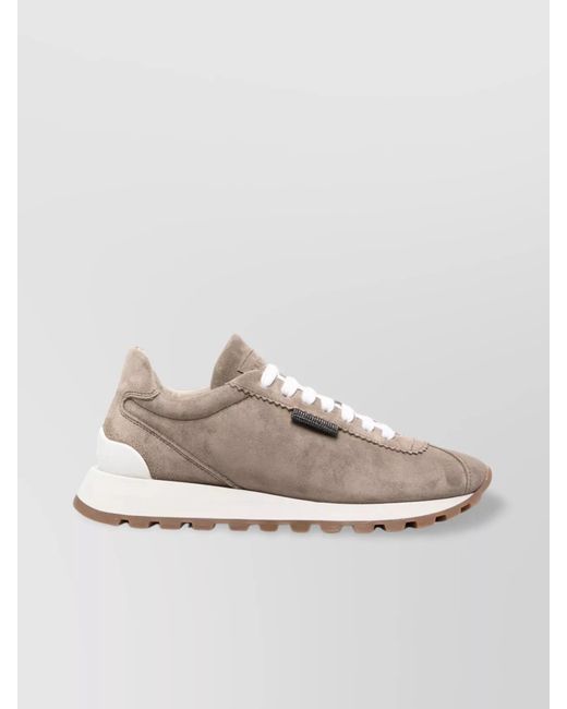 Brunello Cucinelli White Leather Low-Top Sneakers