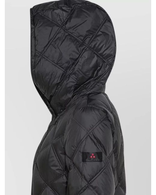 Peuterey Gray Long Hooded Jacket Front Pockets Quilted Design