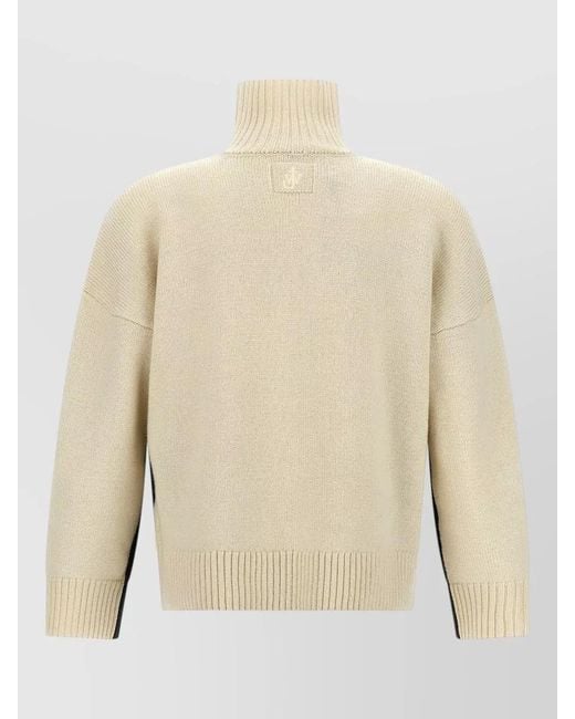 J.W. Anderson Blue Knit Sweater High Neck Contrast Panel Pocket for men