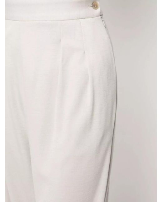 Fabiana Filippi White Wool High-Rise Pleated Wide-Leg Trousers