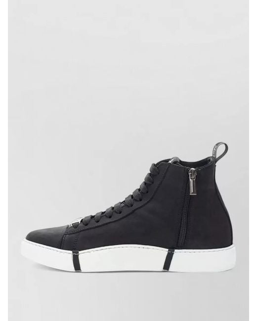 Roberto Cavalli Blue Leather High-Top Lace-Up Sneakers