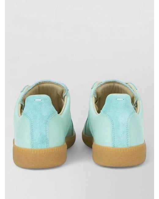 Maison Margiela Blue Replica Lace Up Shoes Suede Leather for men