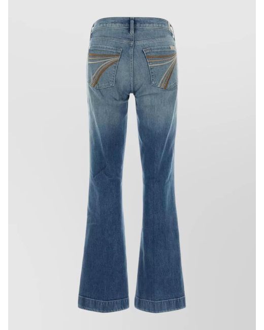 7 For All Mankind Blue High Waist Flare Denim Jeans