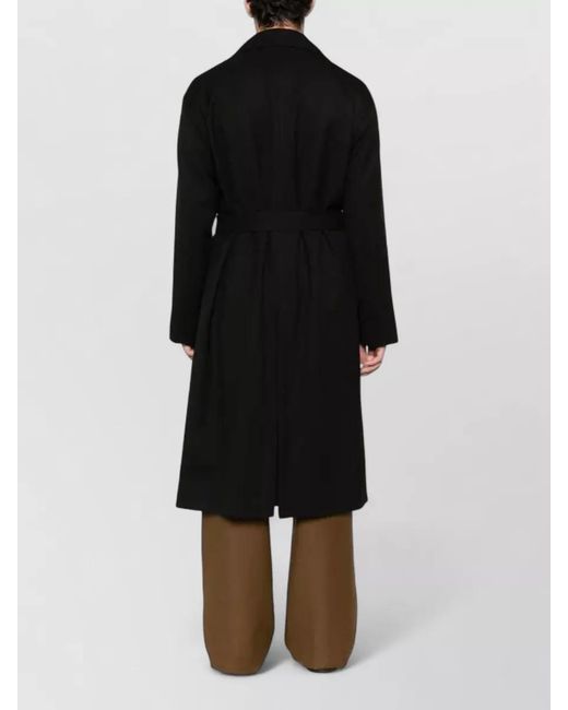 Lardini Black Wool Double-Breasted Belted Trench Coat for men