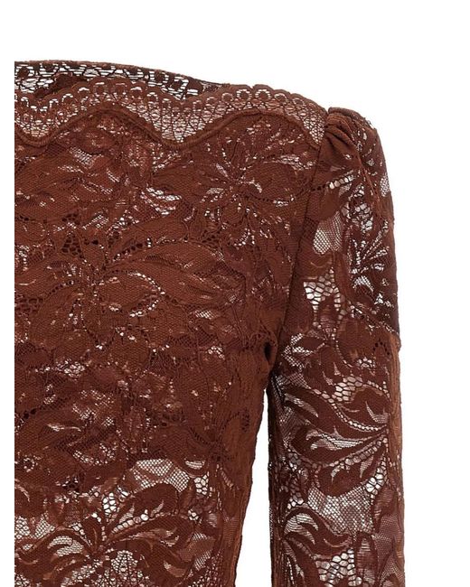 Rabanne Brown Lace Cropped Blouse