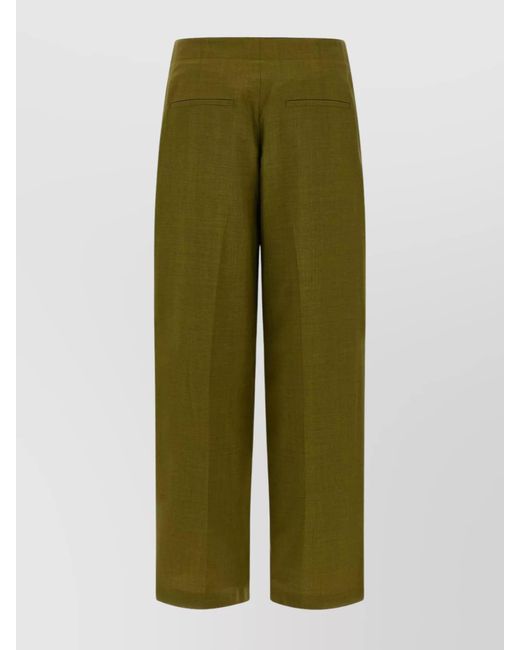 Theory Green Pleated Tailored Trousers