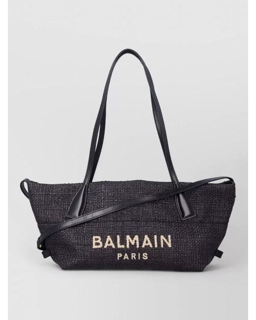 Balmain White Track Small Tote Bag