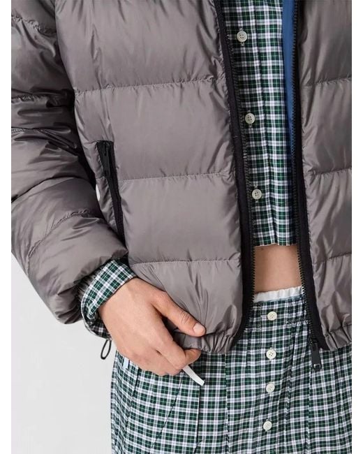 Miu Miu Blue Hooded Down Jacket Light Pongé Design