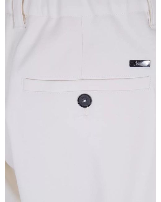 Herno White Regular Trousers for men