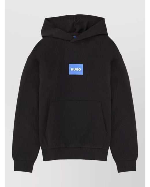 HUGO Blue Cotton Logo Hoodie for men