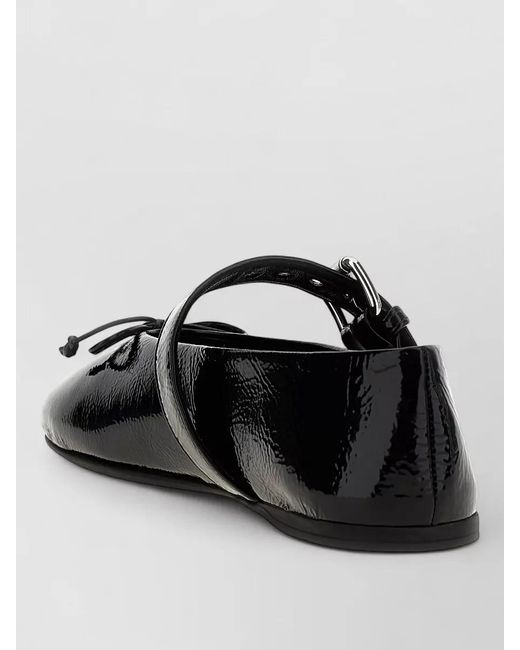 Miu Miu Black Ballet Flats Buckle Detail Bow Patent