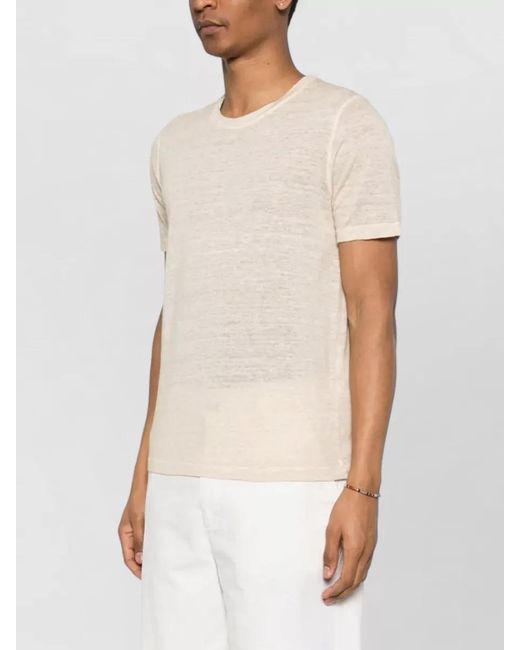120% Lino Natural Linen Jersey T Shirt Short Sleeves for men