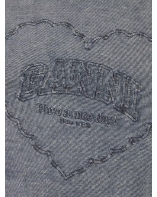 Ganni Gray Cotton T-Shirt