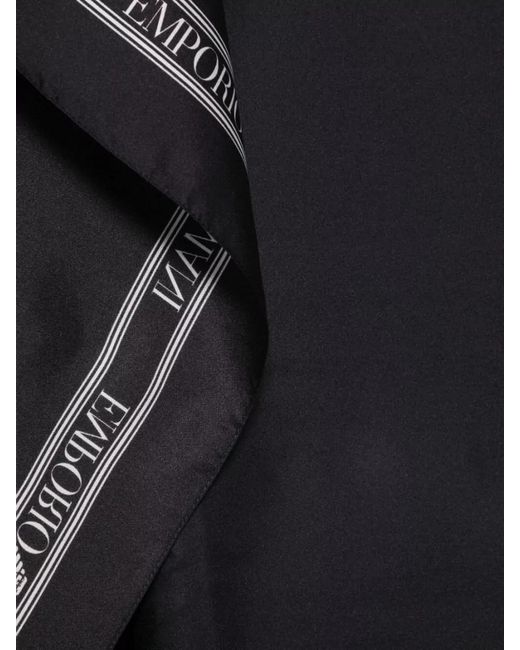 Emporio Armani Black Silk Scarf Lightweight Square Versatile Size