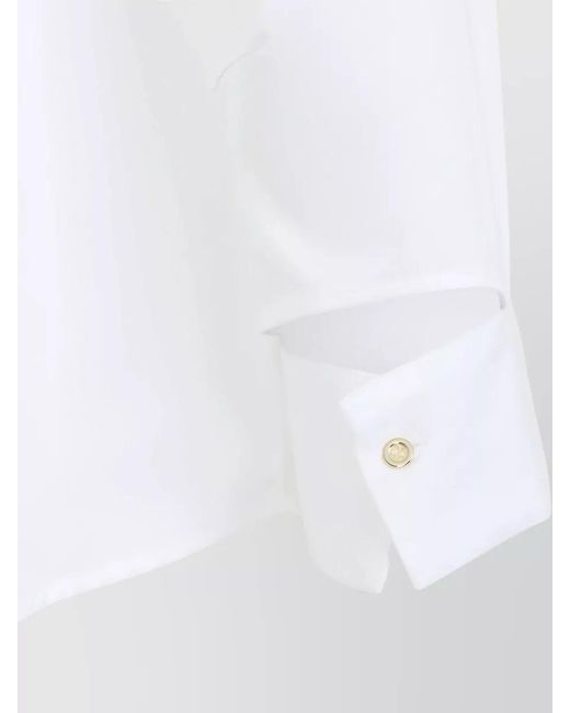 Elisabetta Franchi White Poplin Shirt Long Sleeves Curved Hem