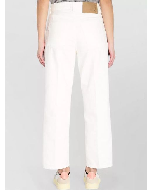 Haikure White Denim Mid-Rise Cropped Wide-Leg Trousers
