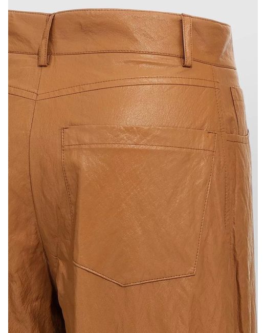 Nude Brown Textured Leather Effect Pants Belt Loops