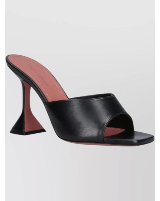 AMINA MUADDI Black Leather High Heel Mules