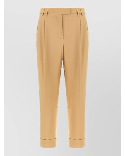 Alberto Biani Natural Albertino Pants Pleats Belt Loops Cuffs