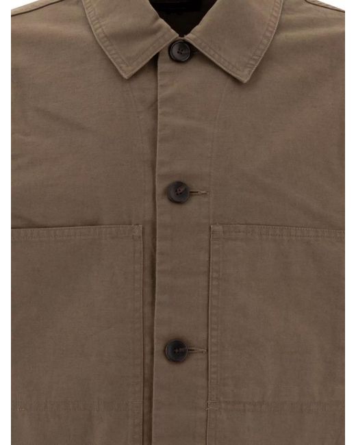 Vince Brown Cotton And Linen Utility Jacket for men