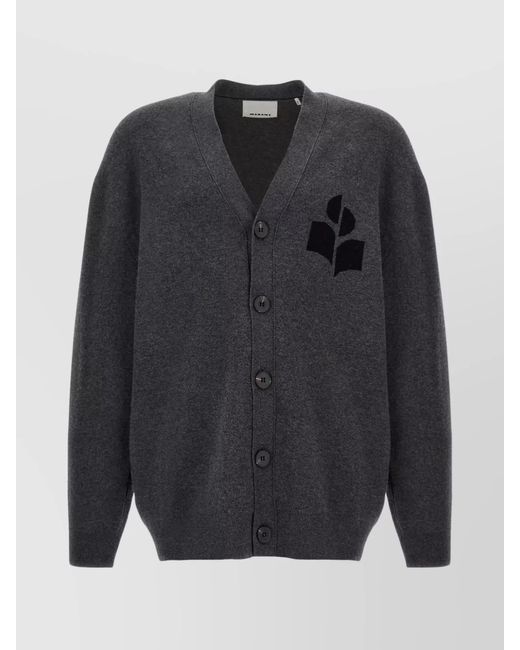 Isabel Marant Gray V-Neck Cardigan Soft Texture Front Pockets for men
