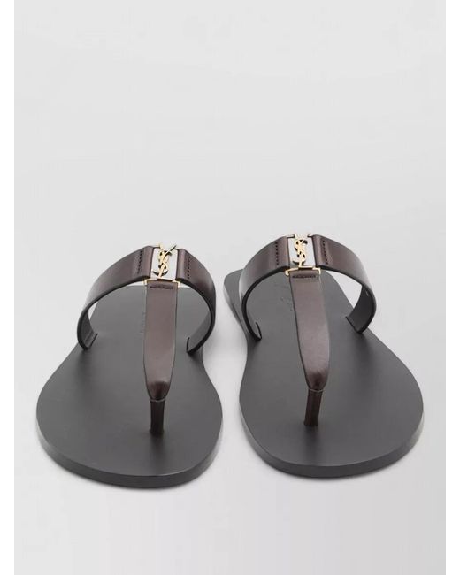 Saint Laurent Gray Leather Thong Sandals for men
