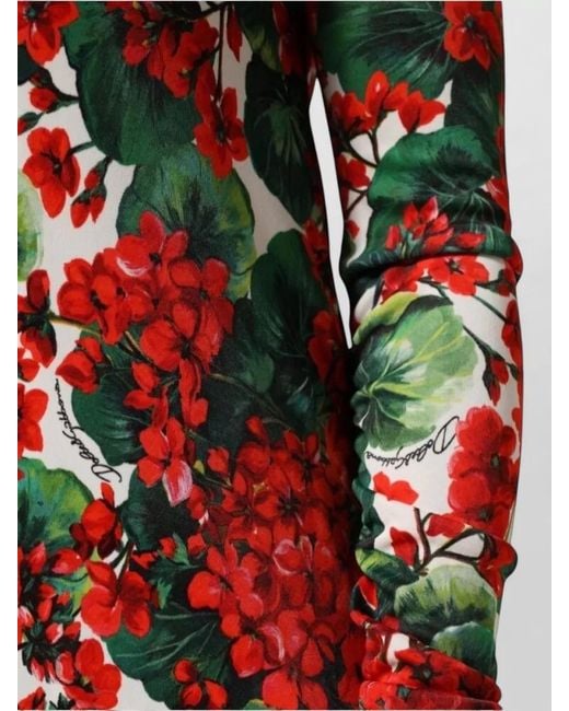 Dolce & Gabbana Red Floral Knee-Length Dress