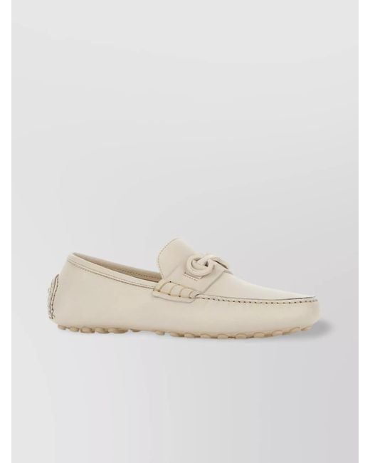 Ferragamo Natural Pebbled Leather Loafers for men