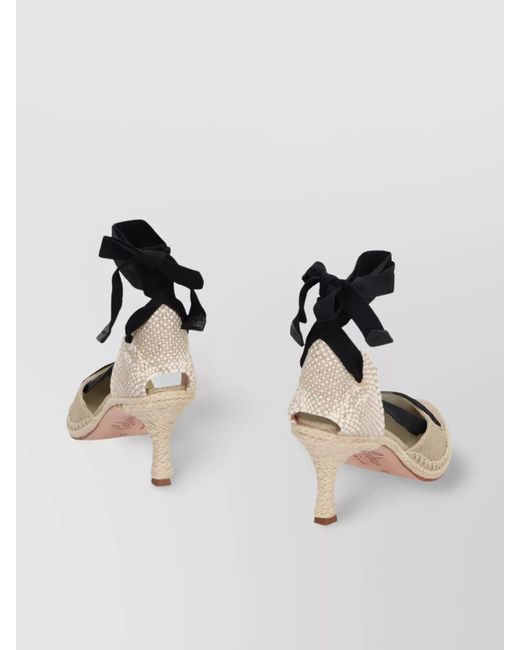 Castaner Black Canvas Ankle-Lace Espadrille Pumps