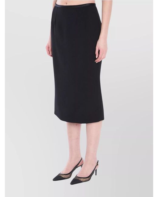 Dolce & Gabbana Black Silk Wool Midi Pencil Skirt