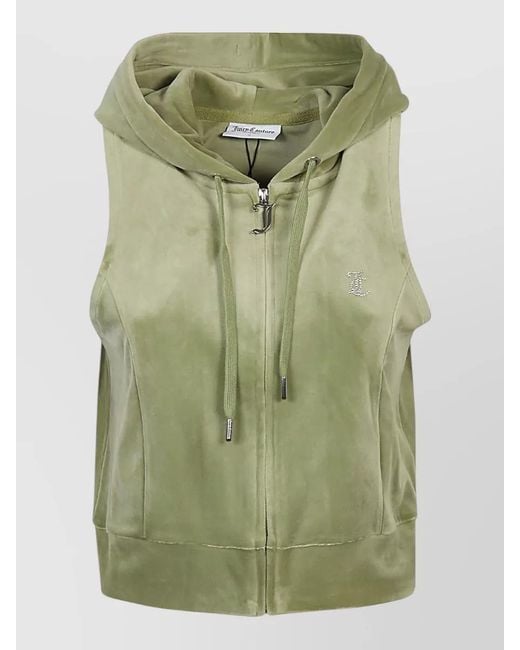 Juicy Couture Green Gilly Logo Hooded Velour Vest