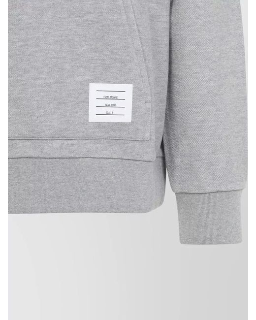 Thom Browne Gray Cotton Funnel Neck Pullover for men