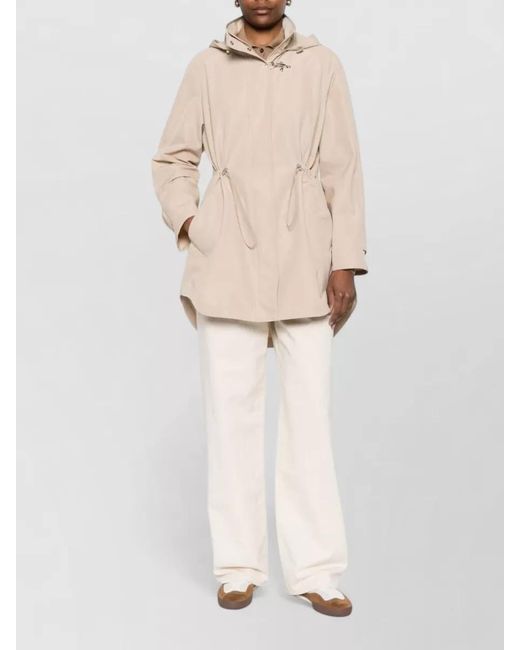 Fay Natural Hooded Midi Parka Coat
