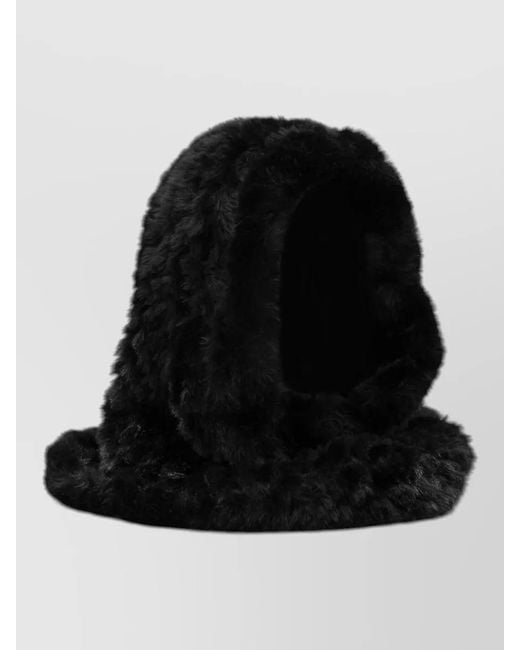 Pinko Black Hooded Faux Fur Cozy Scarves Design