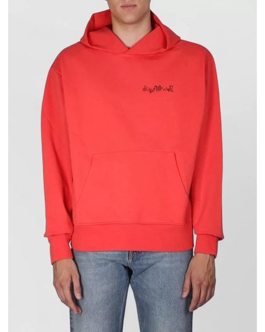 sunflower Red Logo Embroidery Hooded Sweatshirt Front Pocket for men