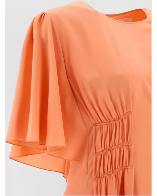 Chloé Orange Silk Draped Midi Dress