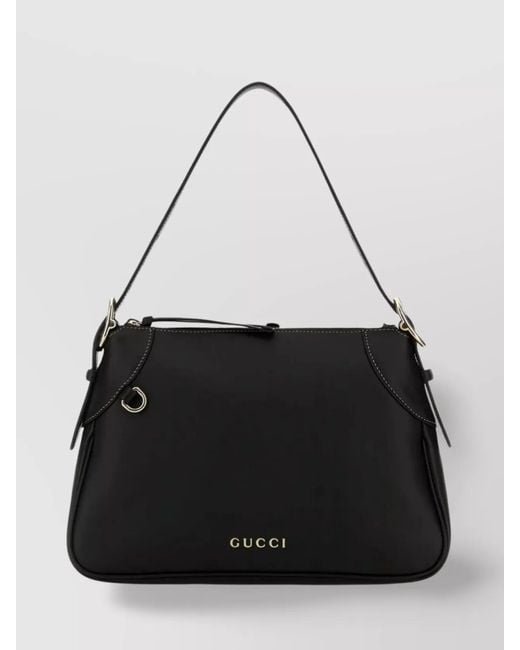 Gucci Black Gg Enblem Medium Leather Shoulder Bag