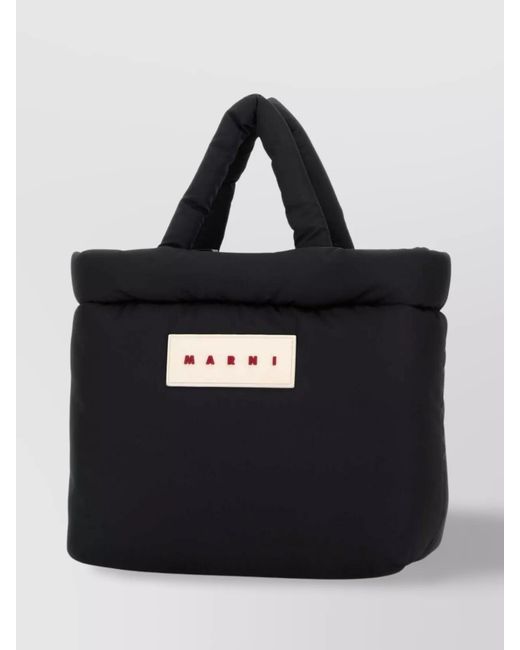 Marni Black Padded Fabric Shoulder Bag With Top Handles
