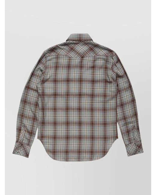 Acne Gray Checked Cotton Shirt for men