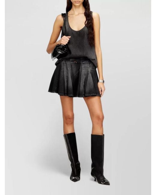 DIESEL Gray Scoop Neckline Sleeveless Top Denim Look