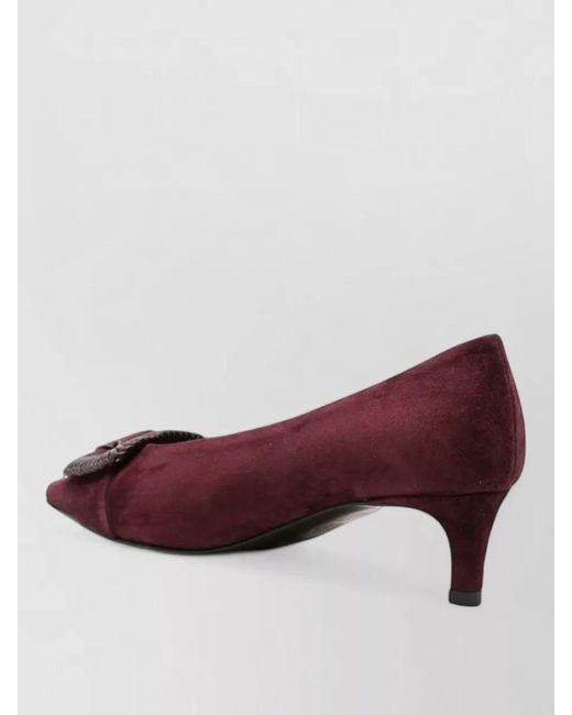 Roberto Festa Purple Suede Kitten Heel Pumps Pointed Toe Buckle