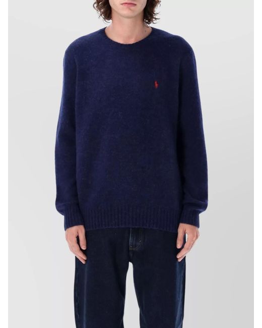 Polo Ralph Lauren Blue Wool-Blend Crewneck Pullover Long Sleeves for men