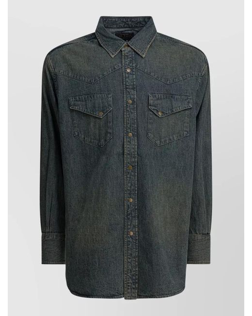 Beams Plus Black Denim Western Shirt for men