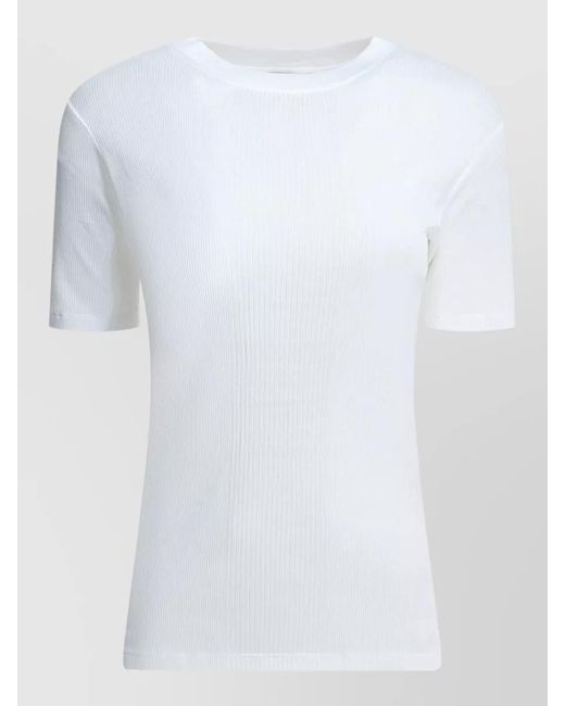 Loulou de Saison White Crew Neck Ribbed Short Sleeve Top