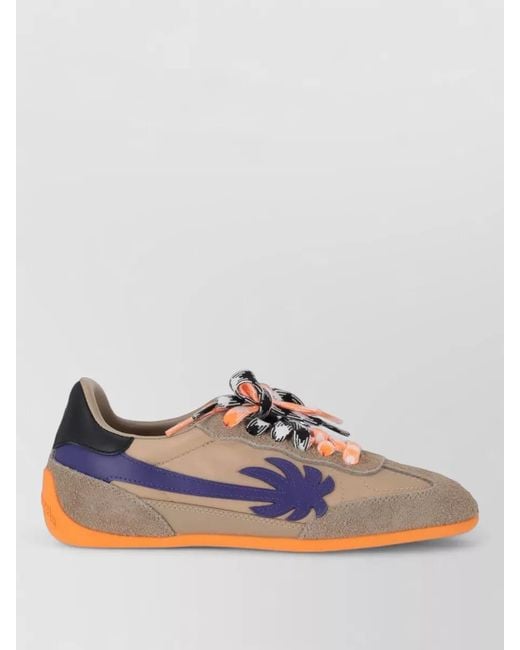 Palm Angels Multicolor Lace Up Sneakers Low Suede Accents Rubber Sole