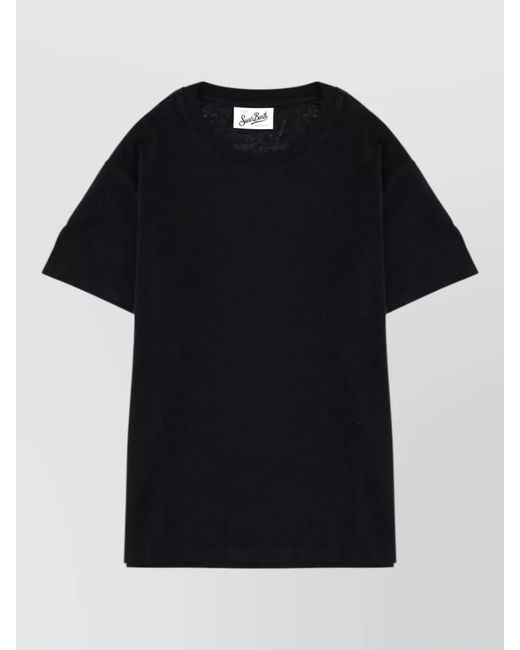 Mc2 Saint Barth Black Cotton T Shirt Round Neck Short Sleeves