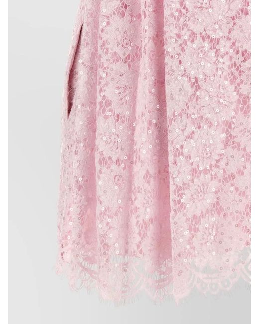 Self-Portrait Pink Sequin Floral Lace Mini Dress