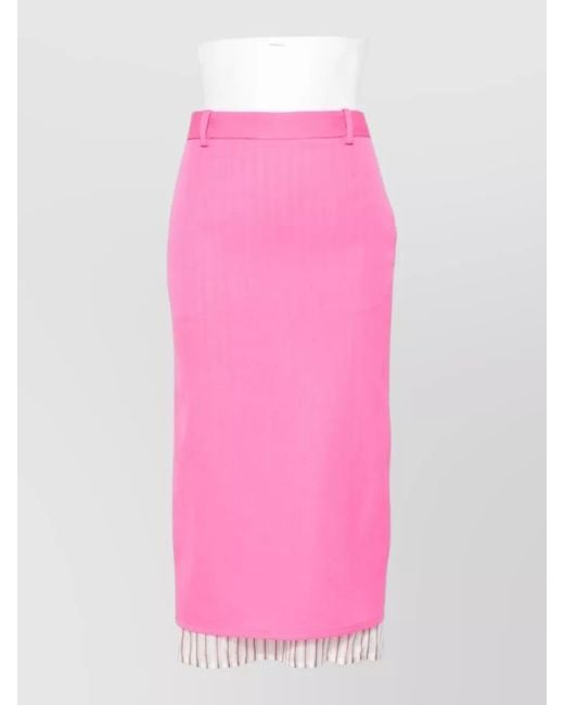 The Attico Pink Wool Midi Skirt High Waist Layered
